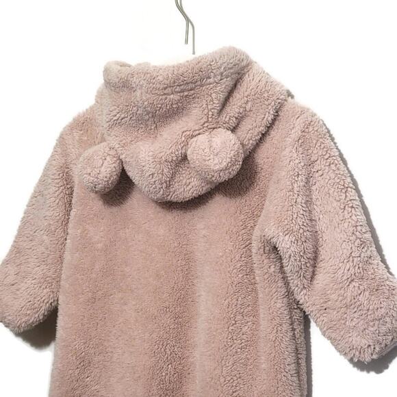 Hanna Andersson Sherpa Teddy Bear Hooded Zip Front Bunting Snowsuit Size 6-12M - Picture 7 of 11